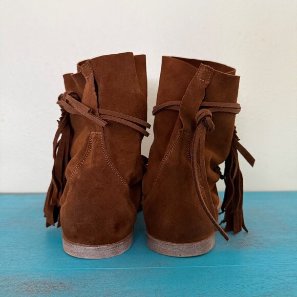 Free People Brown Fringe Ankle Boots - Picture 2 of 7